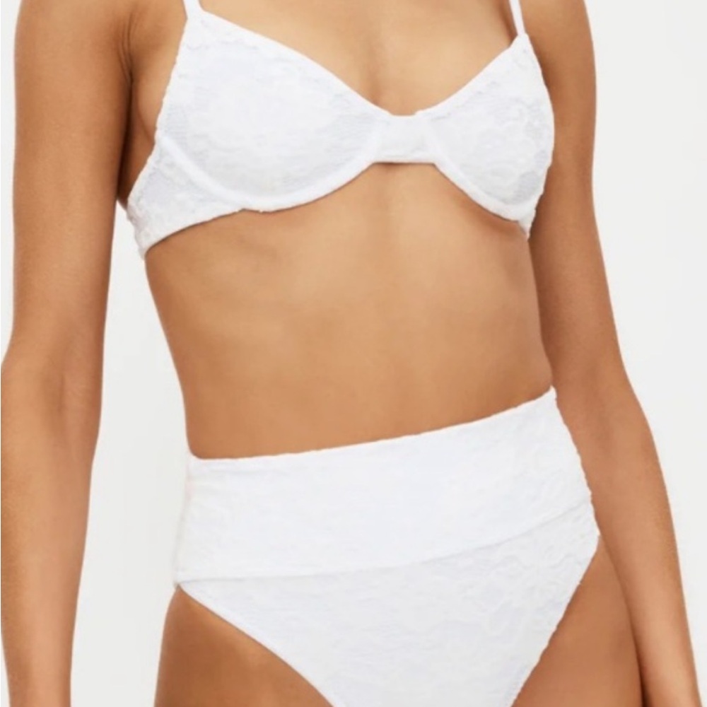 Beach Riot White Lace Bikini Small top and Medium bottoms